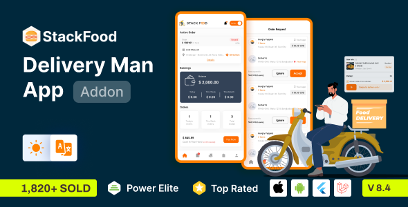 StackFood Multi Restaurant - Food Ordering Delivery Man App v.8.4 Nulled Free Download