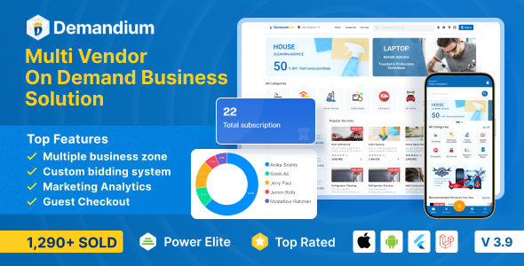 Demandium Multi Provider On Demand, Handyman, Home service App with admin panel