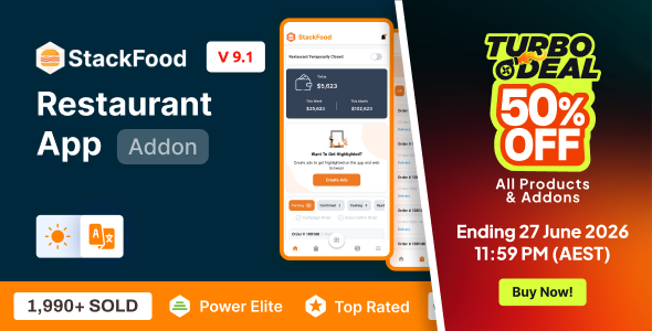 StackFood Multi Restaurant - Food Ordering Restaurant App