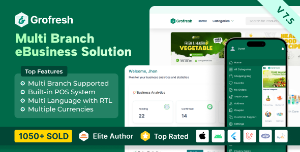 GroFresh v7.5 is a Multi Branch supported Grocery